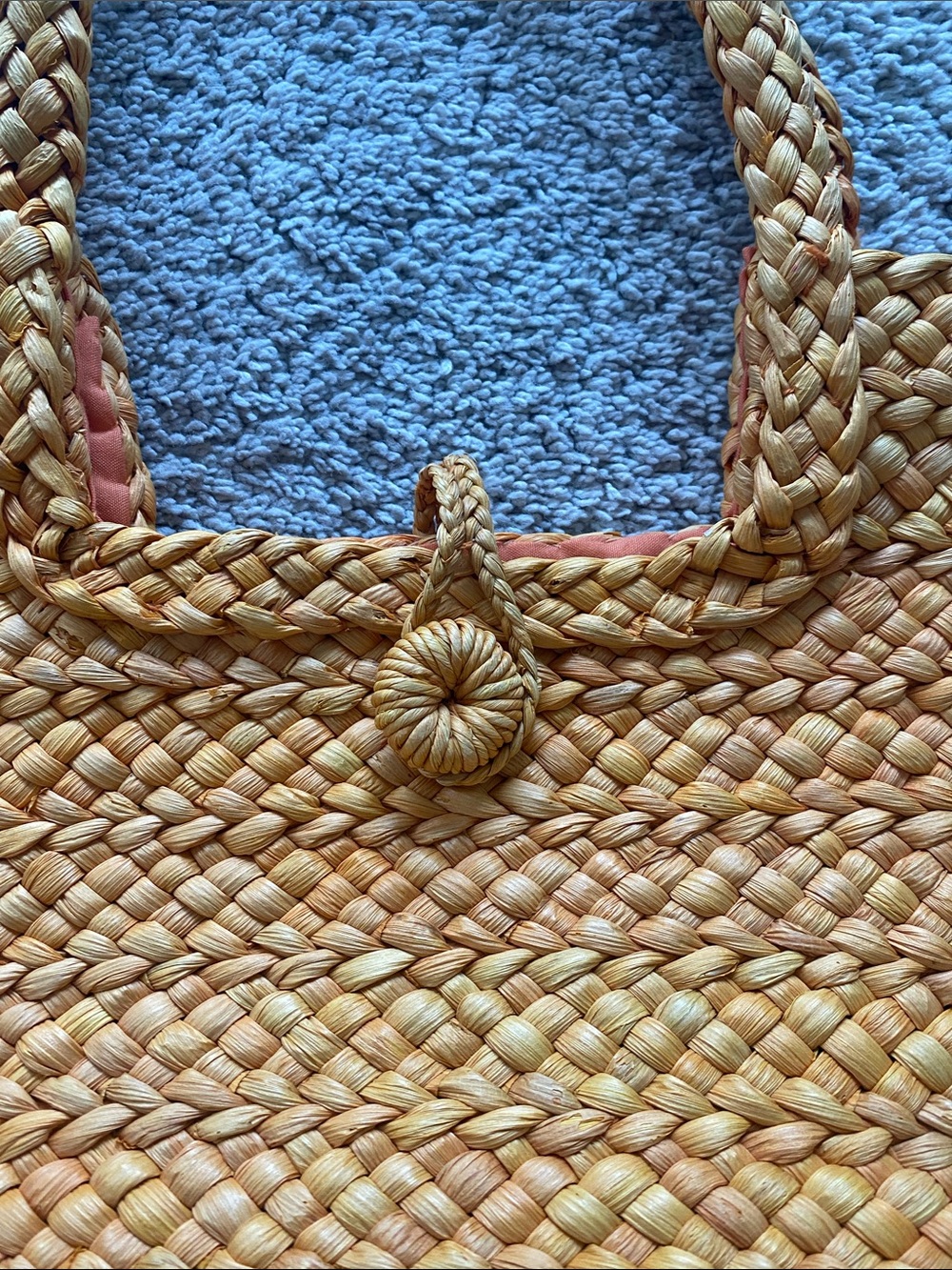 Woven Straw beach Tote Bag in Honey Yellow - Picture 3 of 5